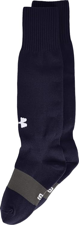 Under Armour SOCCER OTC, Comfortable Trainer Socks with built-in bridge support, quick-drying compression socks for men Unisex, NavyBlue (Midnight Navy/White), M