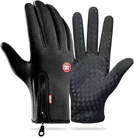 Cycling Gloves Touchscreen Thermal Running Gloves Black Winter Gloves Warm Windproof Non-slip Fleece Lining Bike Gloves Warm Gloves for Men Women