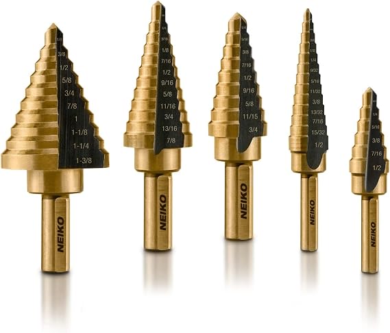 Neiko® 10197A Titanyum Kademeli Matkap Ucu Seti HSS | 5 Parçalı | Toplam 50 Boyut