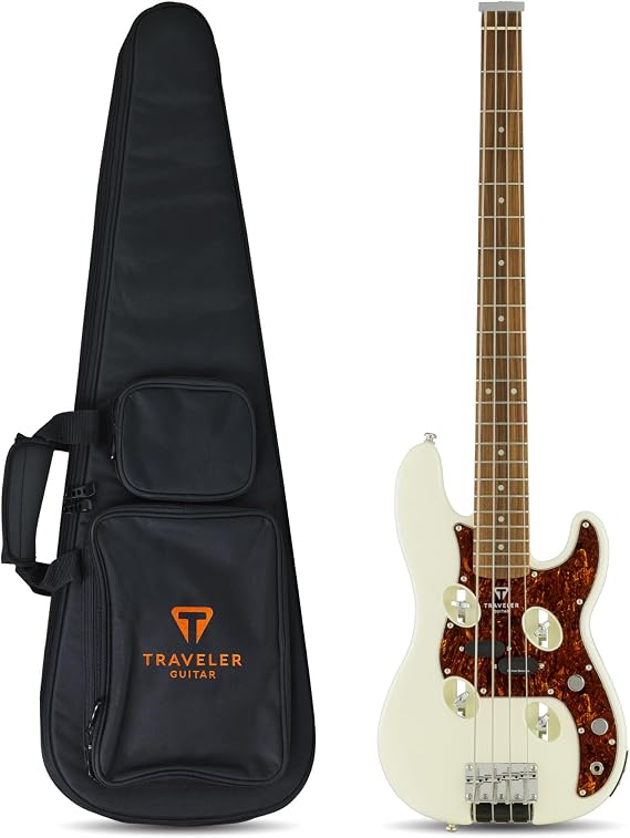 Traveler Guitar, 4-String Bass Guitar, Right, Pearl White, Medium (TB4P PW PF)