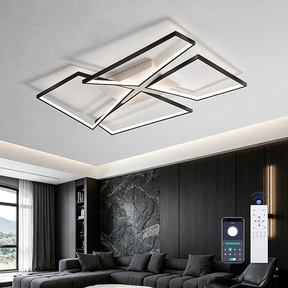 110cm LED Ceiling Light 145W Dimmable Black Square Ceiling Lamp [Energy Class A++]