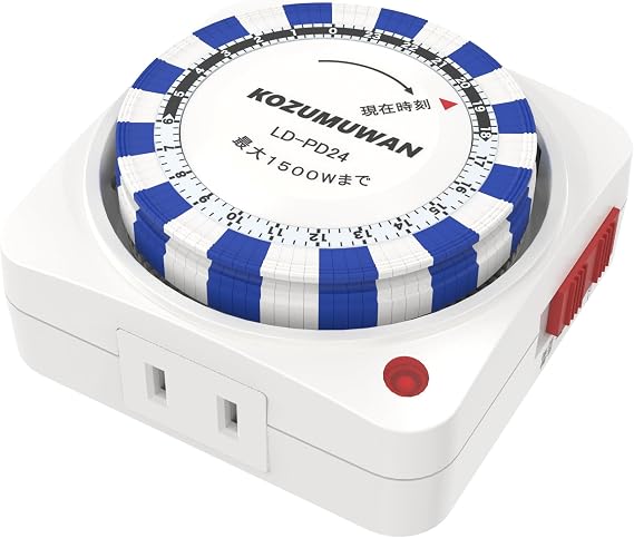 Program Timer, 24 Hours, Program, 15 Minute Units, Direct Outlet Connection, White, Repeat Function, Switch Type, Power On/Off, Automatic, Power Saving, Prevents Forgetting to Turn Off, For Indoor Use Set of 1