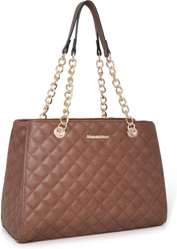 Montana West MEDIUM トートバッグ 女性用 キルトチェーン ハンドバッグ ショルダー パース