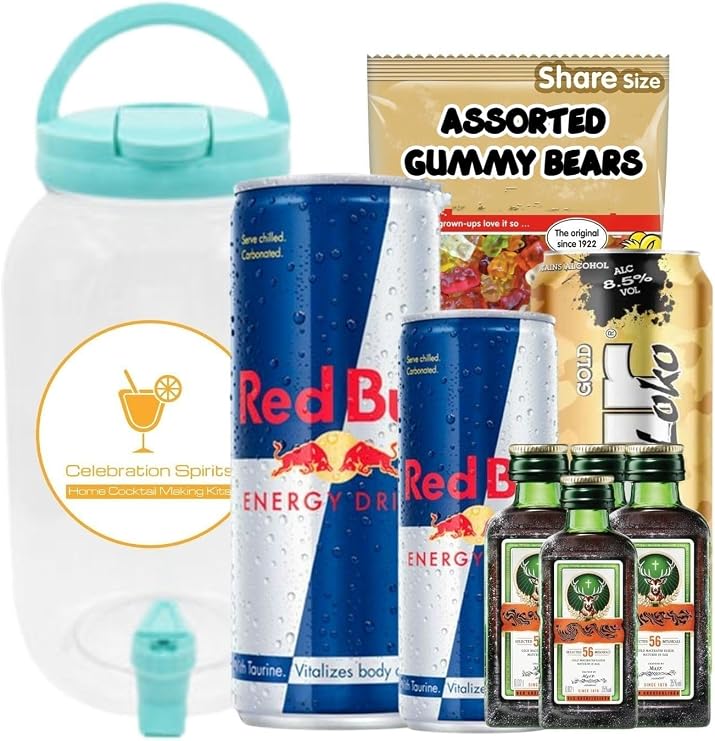 Celebration Spirits ChugJug XL Jager Bomb Flavour | Home Cocktail Making Kit | 3L Drinks Dispenser with Tap
