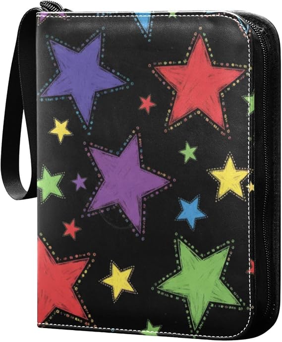 400 Pocket Zipper Binder - Premium Pu Cover Zip Binder For Trading Cards, Mtg, Tcg, Sports Cards Vibrant Stars Pattern Cloth