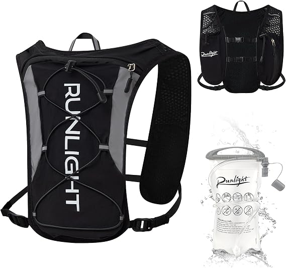 Running Vest Women Men,Night Reflective Hydration Vest Pack with 1500ml Soft Water Bottle,Adjustable Hydration Vest For Hiking Trail Cycling Marathon