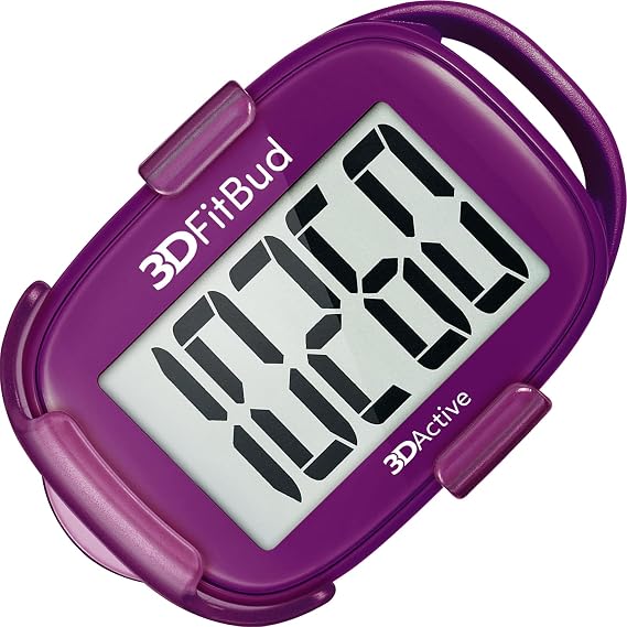 3DFitBud Simple Step Counter Walking 3D Pedometer By 3DActive with Clip Lanyard Accurate Step Tracker Large Display Easy to Use for Kids Men Women Adults Seniors - A420S