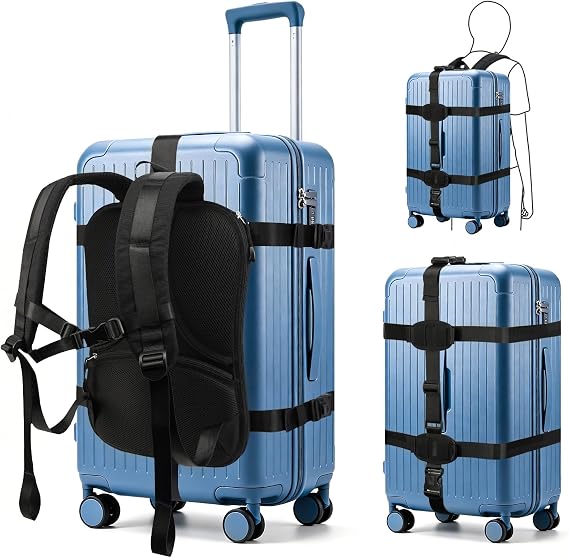 Backpack Conversion Straps System for Heavy Duty Hard Shell Case Suitcase Luggage, Black, L, Modern