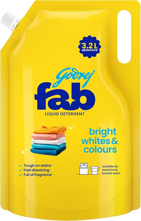 Godrej Fab Liquid Detergent Refill Pouch for Machine - 3.2 L