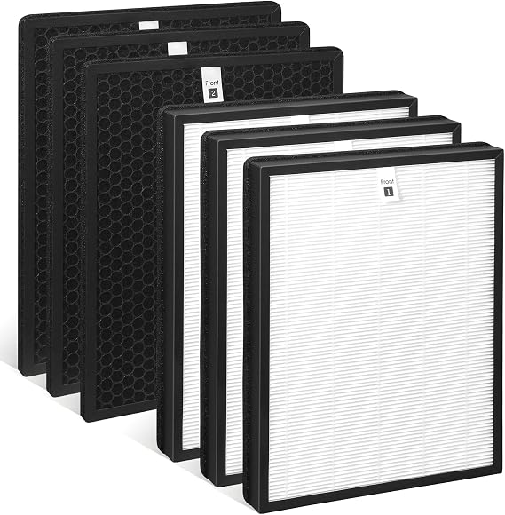 3+3 Set AP-B102 Replacement Filter Compatible with Alexapure Breeze Air Purifier,Part# AP-B102 AP-B103 and 3049,3-in-1 Ture HEPA 3+Carbon Filter3.(3PACK)