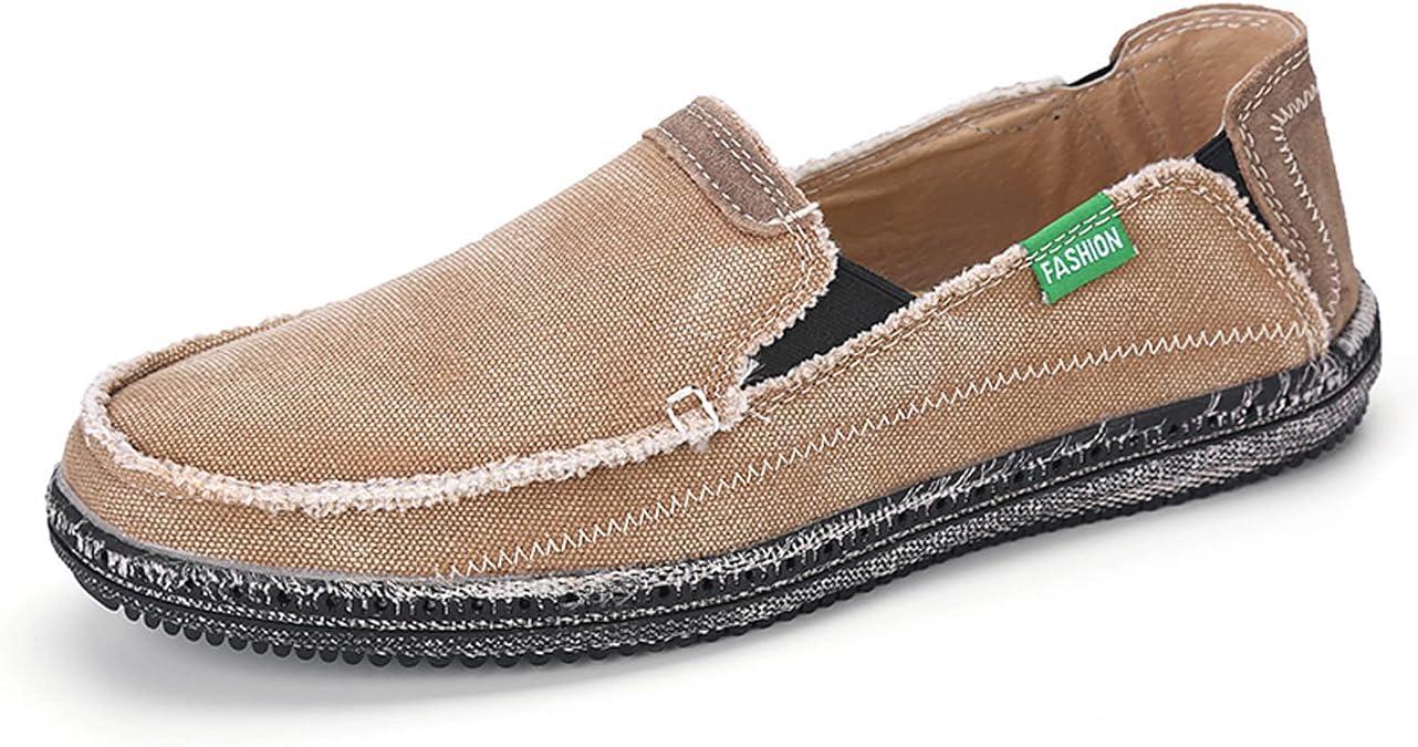 Men's Fashion Canvas Shoes Lofers Shoes Slip on Flat Casual Shoes Comfort Driving Shoes Deck Shoes