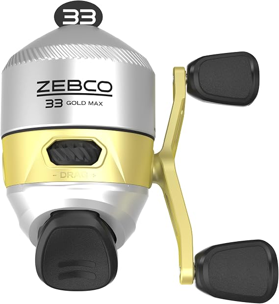 Zebcoゼブコ スピンキャスト フィッシングリール 33ゴールド 3個 ボールベアリング3個 滑らかなダイヤル調節可能なドラグ付きインスタントアンチリバース 軽量グラファイトフレーム搭載のパワフルなオールメタルギア 新型