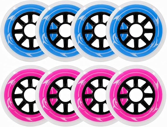 Inline Skate Wheels 8 Pack with ABEC-9 Bearings, 85A PU 90mm 100mm 110mm Speed Skating Replacement Wheel for Inline Skates, Smooth Rolling Durable Wheels for Fitness & Urban Skating (Blue,100mm)