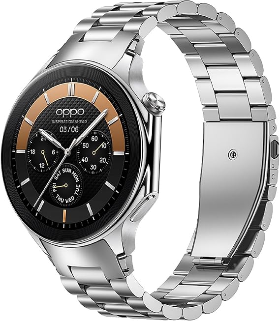 GIOPUEY Straps Compatible with OnePlus Watch 3/2/2R, Stainless Steel Strap [Wear-Resistant] Bracelet – Silver