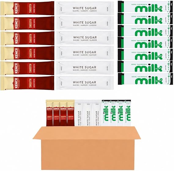 75 All-in-One Coffee Bundle - Rich Instant Coffee Sachets, Lakeland UHT Semi Skimmed Milk Sticks, White Sugar Sticks - EACH x25 - Individually Wrapped Portions for Home, Office & Travel.