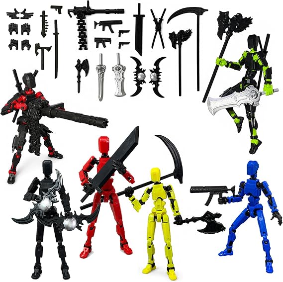6Pack Assembly Completed T13 Action Figure Set, Titan 13 Action Figure Robot 3D Printed Toys, Dummy 13 Multi-Jointed Movable (6PCS)