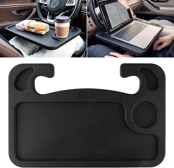 JUSTTOP Dizüstü Bilgisayar için Araba Direksiyon Masası, Çok Amaçlı Seyahat Araba Aksesuarları, Yemek için Araba Koltuğu Standı Tepsileri, Masa Konsolu Altında Direksiyon Simidi (Siyah)