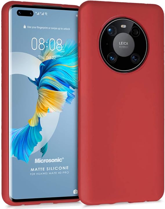 Microsonic Matte Silicone Huawei Mate 40 Pro için Kılıf Kırmızı [Mate 40 Pro ile Uyumlu Kılıf - Kırmızı]