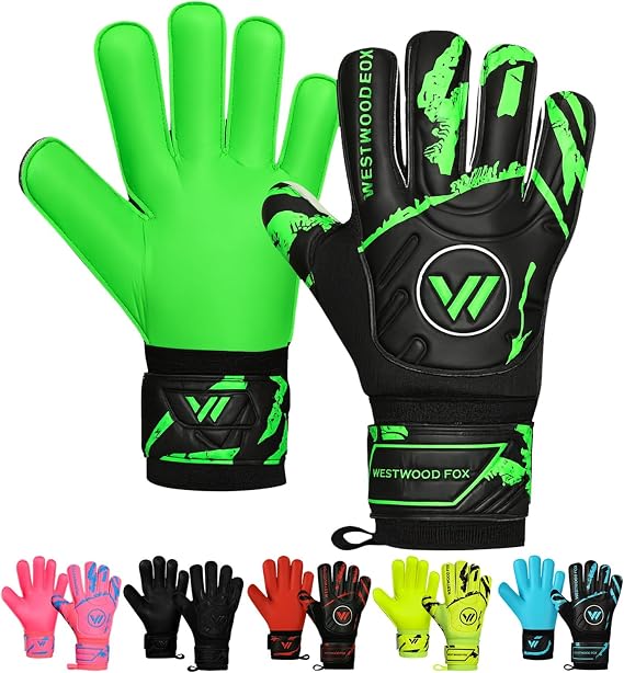 WESTWOOD FOX Goalkeeper Gloves,Finger Protection Soccer Goalie Gloves for Kids,Youth,Adults,Heavy Grip Palm with Dumbo latex 4+3 mm,Wrist Support