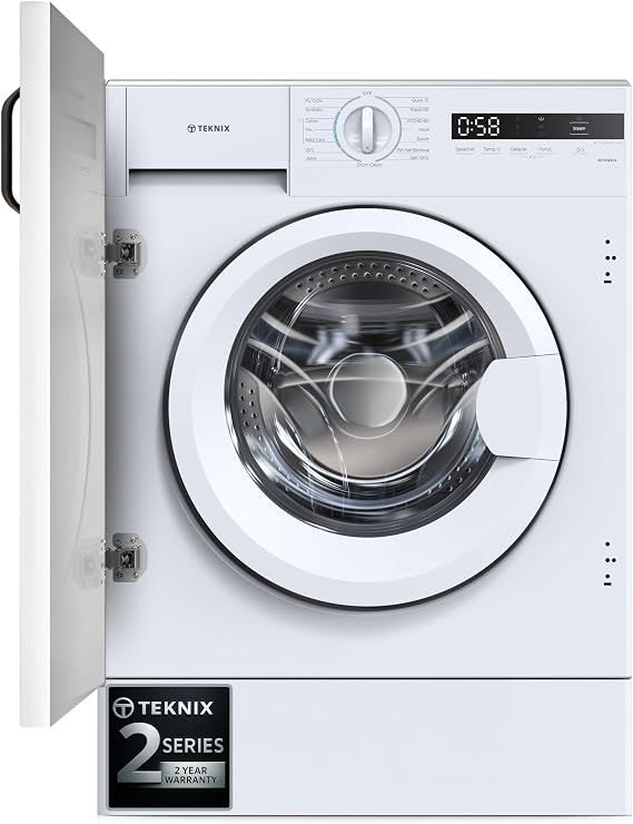 Teknix BITKW814 Integrated 8kg Washing Machine - Built-in with 1400 Spin Speed - Quick Wash - 15 Washing Programs - LED Display, H82.5 x W59.5 x D53.5 (cm) [Energy Class A]