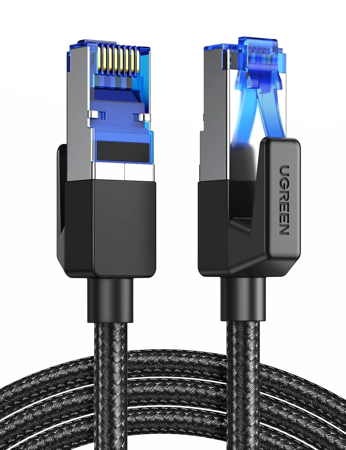 UGREEN Cat 8 Lan Ethernet Cable 40Gbps 2000MHz Braided with RJ45 Connector, Compatible with Steam Deck PS5 PS4 Xbox XS PC TV Box Router NAS Server, 2 Meters