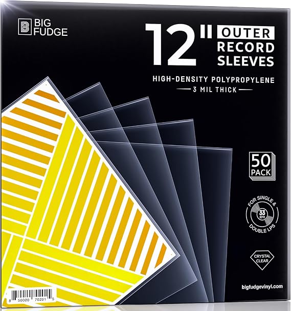 Big Fudge Pack of 50 Heavy Duty Long Lasting Record Sleeves 12" Outer Sleeve Record Protector Covers