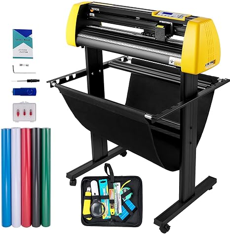 VEVOR Vinyl Cutting Machine 870mm Max Paper Feed Cutting Plotter Automatic Camera Contour Cutting LCD Screen Printer with Stand Adjustable Power & Speed