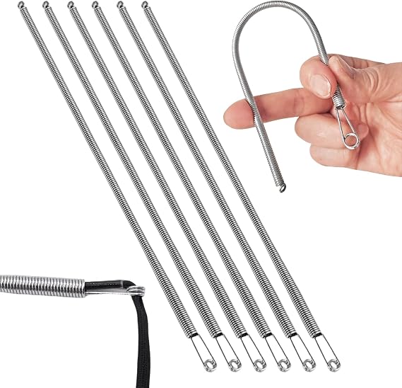 6 Pcs Threading Tool, Spring Drawstring Threader Tool, Flexible and Elastic Metal Spring Tools, Multi-Purpose String Replacement Drawst Puller, for Elastic Waistbands Pants Shorts Sweatshirts