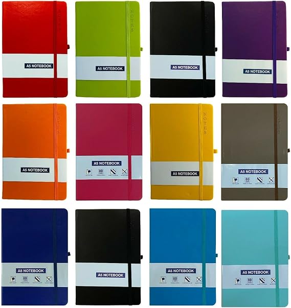 A5 New Hardback Lined Notepad Notebook Note Book Notes Journal Diary for Office (Assorted)
