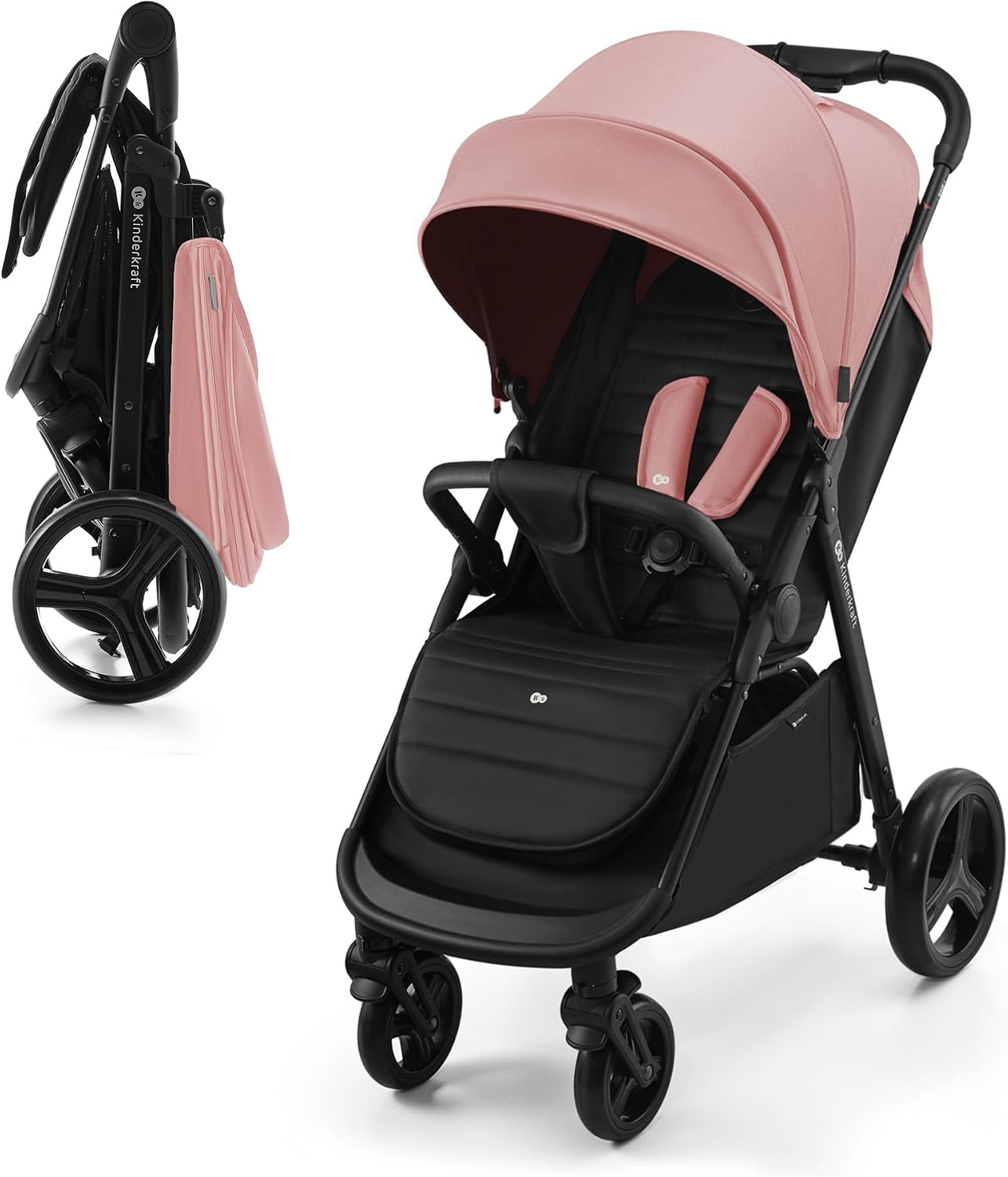 Kinderkraft RINE Pushchair, Pram, Pram, Suspension, Waterproof with UPF 50, Foldable, Easy Fold, Pink