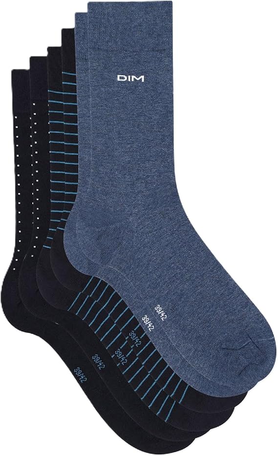 Dim Cotton Sock Style Stripes And Dots X3 Men's Socks (Pack of 3)