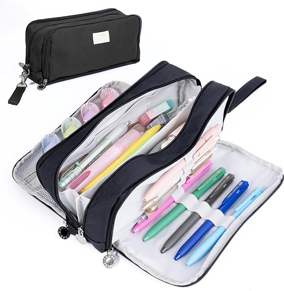 Four Candies Pencil Case 3 Compartments Black