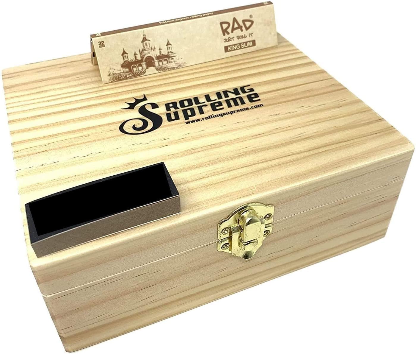 Rolling Supreme Wooden Smoker Storage Box