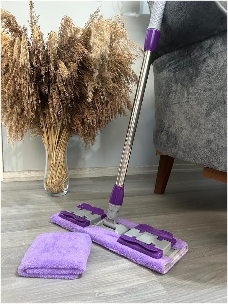 Magic Mop Floor Tiles Wall Surface Cleaning Microfiber Latch Mop with Telescopic Handle Plug and Use the Cloth You Want GIFT SPARE CLOTH L