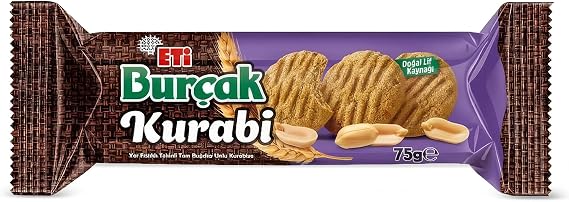 Eti Burçak Kurabi Yer Fıstıklı Tahinli Tam Buğday Unlu Bisküvi 75 g x24