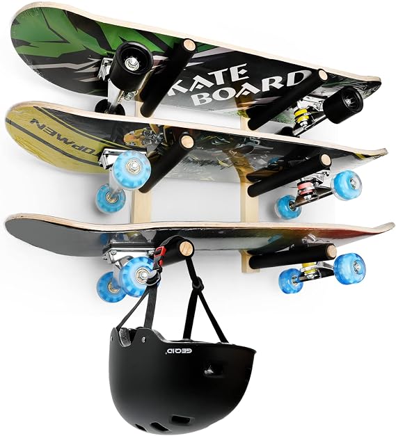 Skateboard Rack Longboard Storage Rack, Ski Snowboard Holder Wall Mount Floating Shelf, Skateboard Organizer