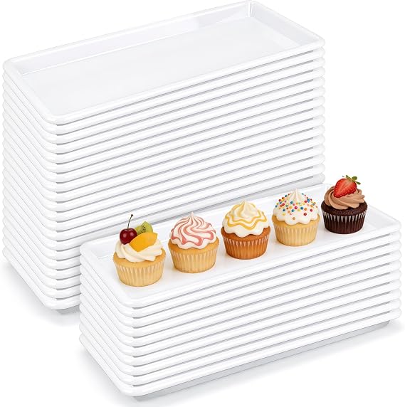 30 Pack Plastic Serving Trays, 36 X 16 cm Party Platters