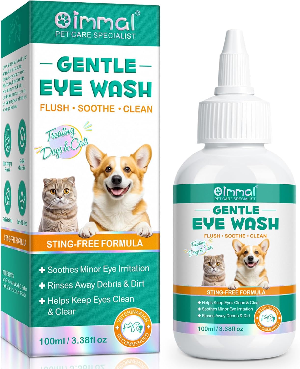 Dog Tear Stain Remover - Eye Drops for Dogs & Cats, Gentle Eye Wash to Soothe Dry & Itchy Eyes, Non-Irritating Formula, 100ml