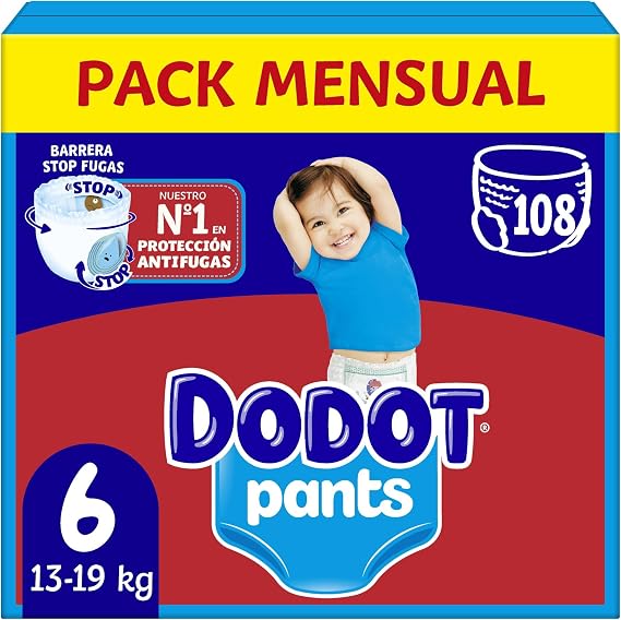 Dodot Baby Pants Diapers, Size 6, 13-19 kg, 108 Diapers, 360° Fit Anti-Leak