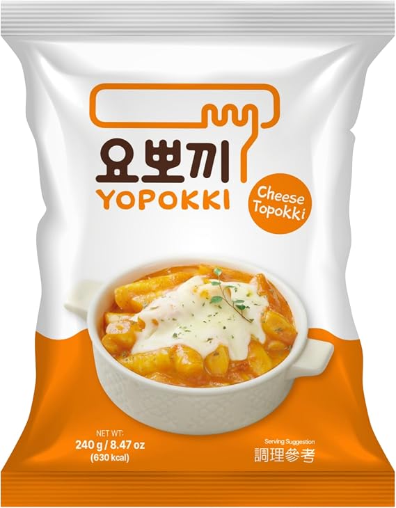 Yopokki Cheese Tteokbokki Pouch 240g – Instant Chewy Korean Topokki Rice Cake Snack