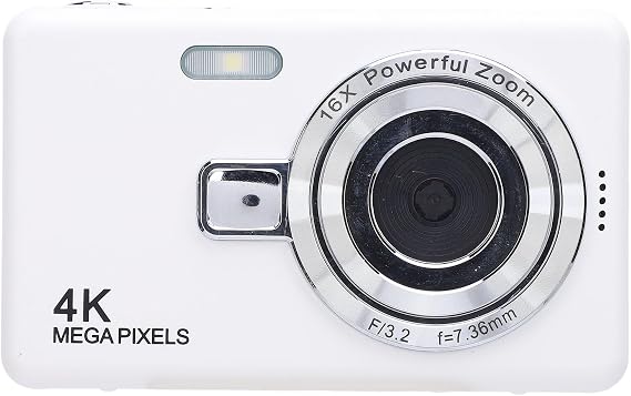 Digital Camera 4K Ultra HD Video Recording Camera with 16x Digital Zoom 2.4 Inch Screen Anti-Shake Compact Small Camera Vlog Camera Built-in Microphone for