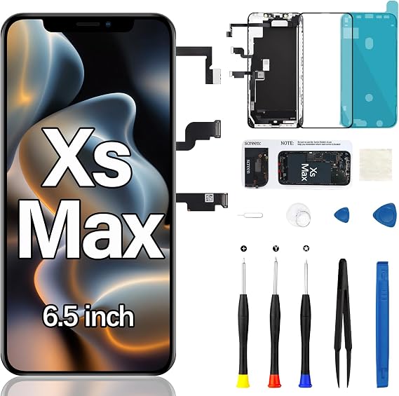 iPhone Xs Max 画面交換 フロントイヤーピーススピーカーフレックスケーブル近接センサー 3D タッチディスプレイ LCD デジタイザー 修理ツールキット付きフルアセンブリ A1921 A2101 A2102 A2103 A2104 6.5インチ