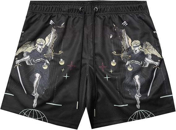 BOOMLEMON Mens Mesh Graphic Shorts Retro Designer Basketball Athletic Shorts Summer Casual Cool Streetwear Short Pants