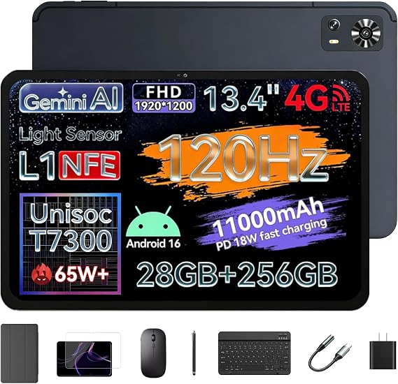 13 inch Tablet Android 120Hz FHD 256GB UnisocT7300 LTE Tablet with keyboard