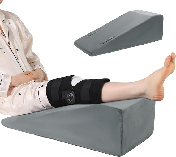 Leg Elevation Pillow with Handle, Memory Foam Leg Support Pillow for Comfortable Elevation, Extra Firm Leg Rest for Hip, Knee, Foot & Ankle Support (single leg)