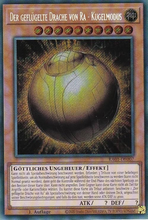 RA01-DE007 - The Winged Dragon of Ra - Bullet Mode - Secret Rare - 1st Edition - German - 25th Anniversary Rarity Collection - with LMS Trading Fieldcenter Card Yugioh
