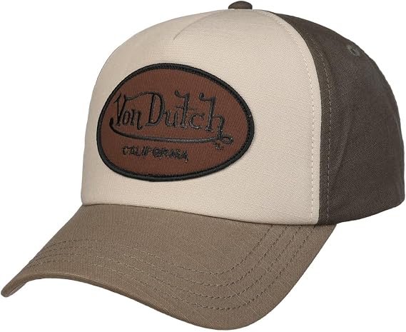 Von Dutch Marron Trucker CapDutch Women/Men - Cap Baseball mesh Snapback, with Peak, Lining All-Season Spring Summer Autumn Winter