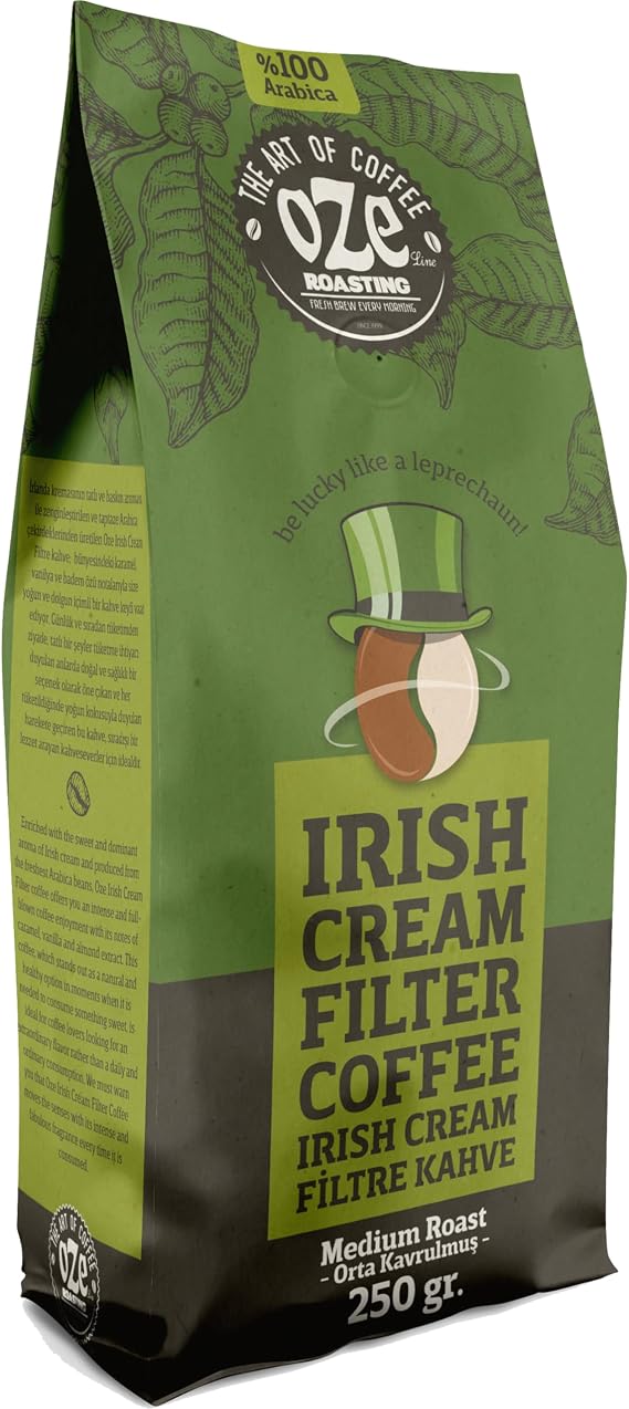 Ozeline Irish Cream Aromalı Filtre Kahve 250 g – Irish Coffee Filtre Kahve, French Press İçin Uygun, Yoğun Kremalı Aroma, Oze Kahve