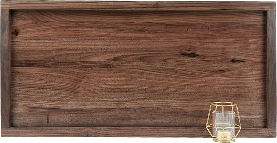 30"x 15" Large Rectangle Black Walnut Wood Ottoman Tray