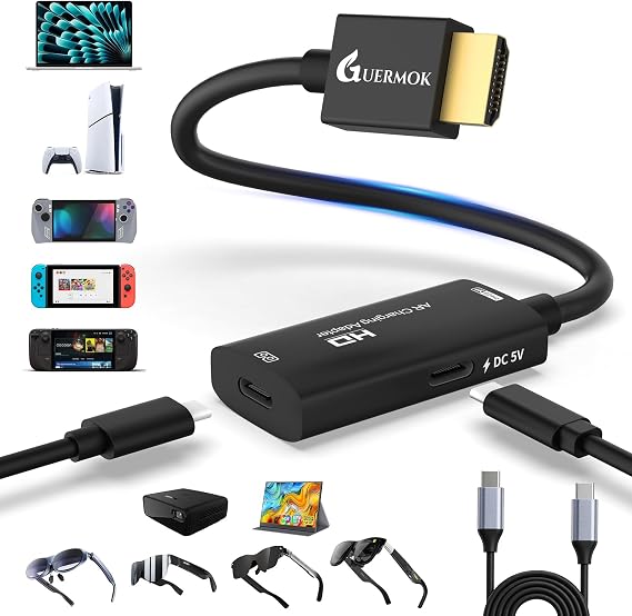 Guermok HDMI to USB C Video Display Adapter, 4.9ft AR Glasses Hub, 4K@60Hz